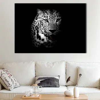 Nuotraukos Kambarį Gyvūnų Liūtas, Tigras Plakatas Juodos ir Baltos Sienos Meno Šiuolaikinės Dekoracija Namuose Frameless fonai
