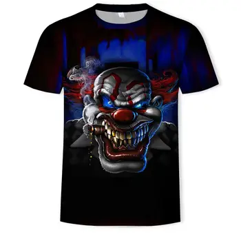 2020 naujas 3D klounas, vyriški T-shirt siaubo klounas juokingas klounas 3D vyriški T-shirt hip-hop stiliaus Gotikos stiliaus vasarą viršų