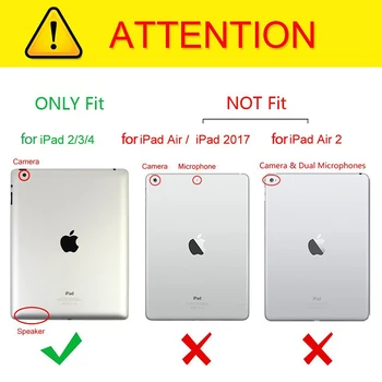 PU Odos Atveju iPad 2 3 4 360 Laipsnių kampu Besisukančio Dangtelio Apple iPad 2 3 4 Smart Tablet Stand Turėtojas Atvejais A1397 A1416 A1430