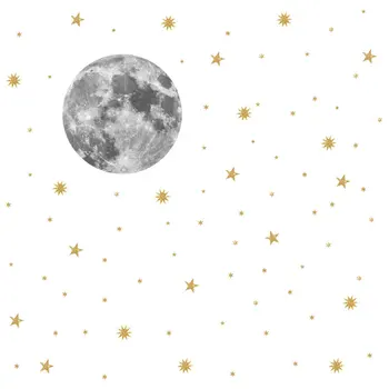 Golden Moon Star Siena Lipdukas Fono Sienos Gyvenimo Kambario, Miegamasis Namų Dekoro sienų lipdukai vaikams kambariai Vandeniui Plakatas