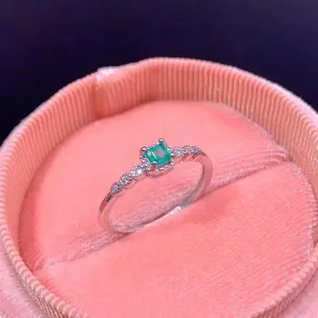 Moterų žiedas žalias smaragdas žiedas mergina ornamentu nekilnojamojo 925 silver square gamtos perlas stiliaus gimtadienio dovana Gali birthstone pardavimas