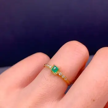 Moterų žiedas žalias smaragdas žiedas mergina ornamentu nekilnojamojo 925 silver square gamtos perlas stiliaus gimtadienio dovana Gali birthstone pardavimas