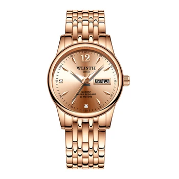 Dizaineris prekės prabanga moterų Suknelė Žiūrėti Aukso Nerūdijančio Plieno Mados Ponios Laikrodis Savaitę Data Kvarcinis Laikrodis Moterų Laikrodžiai