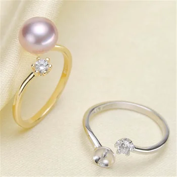 Klasikiniai Žiedai keičiamo dydžio Dizaino Žiedai Bazės 925 Silver Pearl Žiedai Parametrai Moterų 