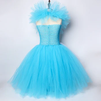 Merginos Alice Tutu Suknelė Dangus mėlynas ir Baltas Tiulis Princesė Merginos Birthday Party Dress Vaikai Halloween Carnival 