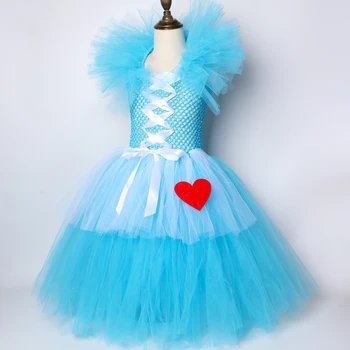 Merginos Alice Tutu Suknelė Dangus mėlynas ir Baltas Tiulis Princesė Merginos Birthday Party Dress Vaikai Halloween Carnival 