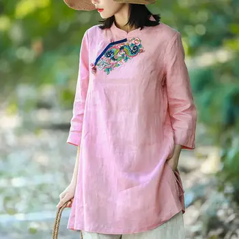 Tradicinės Kinų Palaidinė Marškinėliai Topai Moterų Mandarinų Apykaklės Rytų Skalbiniai, Marškiniai, Palaidinė Moteriška Cheongsam Viršų