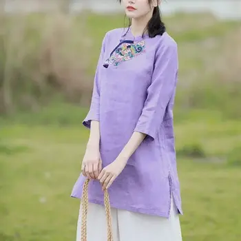 Tradicinės Kinų Palaidinė Marškinėliai Topai Moterų Mandarinų Apykaklės Rytų Skalbiniai, Marškiniai, Palaidinė Moteriška Cheongsam Viršų