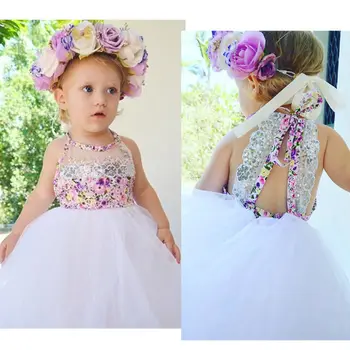 Vasarą Kūdikis Vaikai Mergina Tiulio Tutu Gėlių Nėrinių Suknelė Vestuvių Suknelės, Šaliai, Sundress