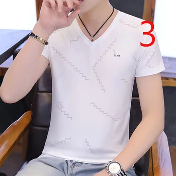 2020 metų vasaros Vyrų kontrasto spalvų siuvinėjimo jaunimo slim trumpomis rankovėmis T-shirt