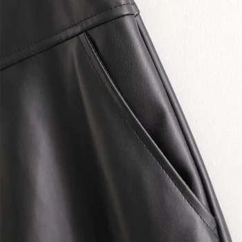 Naujas Atvykimo Rudens Žiemos Moterys Dirbtiniais Teather Sijonai 2020 Black Mados Ponios Prarasti Office Suknelė Elegantiškas Dirbtiniais Odos Sijonai