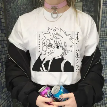 Japonų Anime T-shirt Kawaii Hunter X Hunter Marškinėliai Moterims Vasaros Viršūnes Animacinių filmų Killua Zoldyck T-shirt Įgulos Kaklo Tees Harajuku