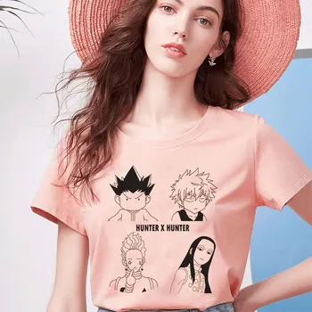 Japonų Anime T-shirt Kawaii Hunter X Hunter Marškinėliai Moterims Vasaros Viršūnes Animacinių filmų Killua Zoldyck T-shirt Įgulos Kaklo Tees Harajuku