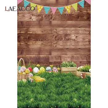 Laeacco Žalia Mediena, Sienos Žolės Veją Pavasarį Velykų Kiaušinių Krepšelį Vėliavos Šalies Vaikų Portretas Fone Fotografijos Backdrops