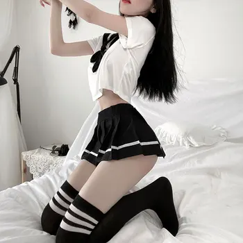 Japonijos korėjiečių Versija Mokyklos studentas Vienodas Cosplay Kostiumas Seksualus naktiniai marškiniai, pižamos Studentų Mergina klostuotas Sijonas Sekso Žaisti Kostiumas 2021