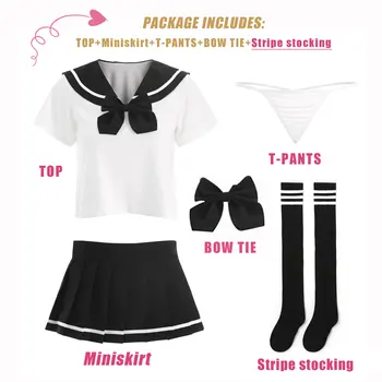 Japonijos korėjiečių Versija Mokyklos studentas Vienodas Cosplay Kostiumas Seksualus naktiniai marškiniai, pižamos Studentų Mergina klostuotas Sijonas Sekso Žaisti Kostiumas 2021