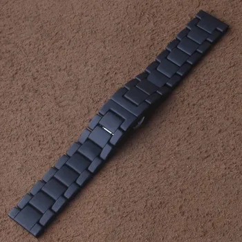 18mm 20mm 22mm Watchband dirželis Keramikos Juoda Matinė 