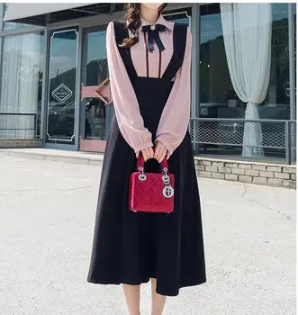 2020 m. Pavasarį Moterų Mielas Viršūnes Preppy Stilius Derliaus Japaneses Korėja Dizaino Mygtuką Elegantiškas Oficialaus Marškinėliai, Palaidinės, Rausva Balta 12020