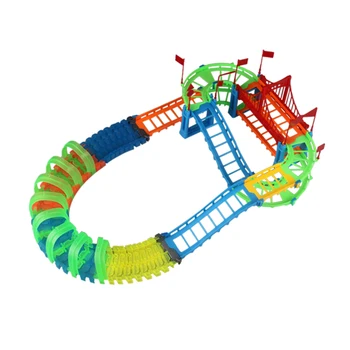 Naujo tipo Kelio automobiliu žaislas led žibintai, track 2 in1 nemokamai transformuoti montavimas interaktyvi dėlionė mokymosi vaikų žaislas šviesos kelio