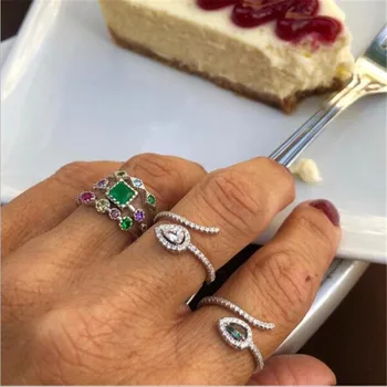 2018 atidaryti reguliuoti moterų žiedai įvairių spalvų birthstone ašarų lašas vestuvių enegagement mados sidabrinės spalvos klasikinis cz žiedas