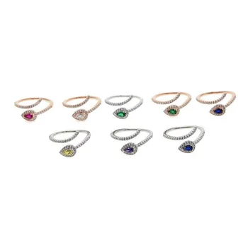 2018 atidaryti reguliuoti moterų žiedai įvairių spalvų birthstone ašarų lašas vestuvių enegagement mados sidabrinės spalvos klasikinis cz žiedas