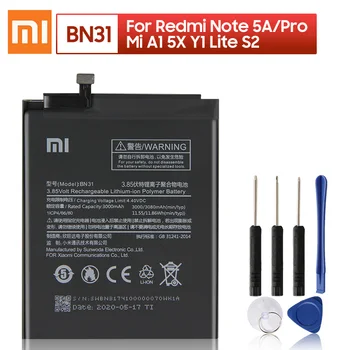 Originalus XIAOMI BN31 Bateriją Už Xiaomi Mi 5X Mi5X A1 MiA1 Redmi Pastaba 5A Redmi Y1 Lite S2 Telefono Baterijų 3080mAh
