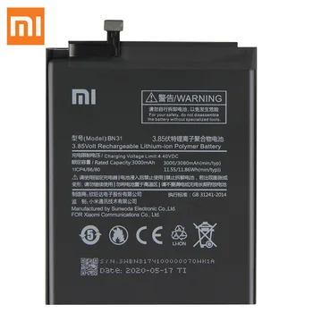 Originalus XIAOMI BN31 Bateriją Už Xiaomi Mi 5X Mi5X A1 MiA1 Redmi Pastaba 5A Redmi Y1 Lite S2 Telefono Baterijų 3080mAh