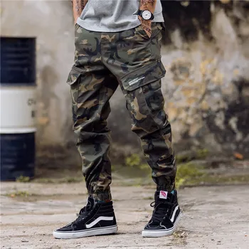 Streetwear Camo Kelnės Vyrams Multi-pocket Krovinių Mens Poilsiu Medvilnės Karinės Kelnės Hip-Hop Elastingumą Sweatpants Vyrų Dydis 28-40