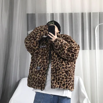 Žiemos Vyrų Leopard Parko Paltai Medvilnės-paminkštintas Viršų Outwear Šiltas Stovėti Apykaklės Atsitiktinis Z2