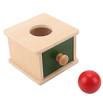 Bamblys Medienos Montessori Lauke su Kamuoliu Piggy Bank Monetų Dėžutė Tricolor Stalčių Dėžutė Kūdikio Jutimo Žaislai, Lavinimo Žaislas Kalėdų Dovana