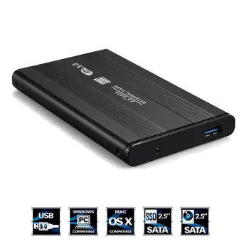 Aliuminio 2,5 Colio SATA III USB 3.0 5Gbps Išorinis HDD Talpyklos Kietąjį Diską Atveju VSD Langelis palaiko Hot Plug 