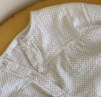 Patogus, minkštas medvilnės namų kostiumas gėlių spausdinti raukiniai moterų pižama nustatyti ilgomis rankovėmis, kelnes sleepwear krepo naktiniai drabužiai Y028