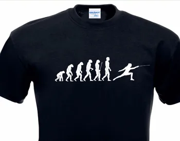 Vyrai T-Shirt Medvilnės O-Kaklo Evoliucija Tee Marškinėliai Fechten Hobis Kovoti Aptvarai Duell Degen Prekės Ženklo Drabužių Streetwear