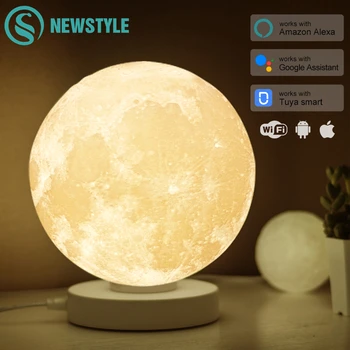 3D Atspausdintas Smart Mėnulio Lempos Spalvinga Mėnulio Mėnulio Šviesos Alexa, Google 