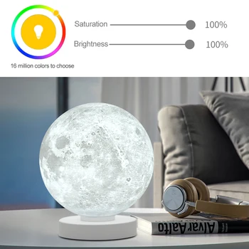3D Atspausdintas Smart Mėnulio Lempos Spalvinga Mėnulio Mėnulio Šviesos Alexa, Google 
