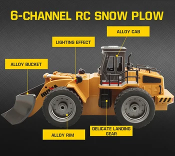 HUINA 1:18 RC Sunkvežimių Sniego Plūgas Caterpillar Lydinio Traktoriaus Modelį, Inžinerijos, Automobilių, Ekskavatorių 2.4 Ghz Radijo bangomis valdomų Automobilių Žaislas Berniukas