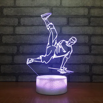 Hip-hop Šokėjas 3D Iliuzija Lempos karščiausios Gatvės Šokių LED 7 Spalvų Touch Sensorius USB Valdomas Dovanos berniukams Muzikos Stalo Lempos