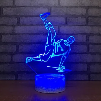 Hip-hop Šokėjas 3D Iliuzija Lempos karščiausios Gatvės Šokių LED 7 Spalvų Touch Sensorius USB Valdomas Dovanos berniukams Muzikos Stalo Lempos