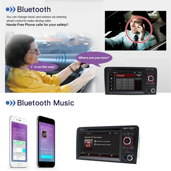 Bosion Quad core Android 10 2DIN AUTOMOBILIO DVD grotuvas GPS Audi A3 8P 2003-2012 multimedijos grotuvas Radijas Stereo Audio Navigacijos BT