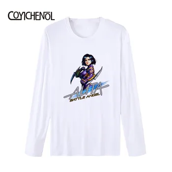 Mados Alita Battle Angel marškinėlius ilgomis rankovėmis o-kaklo Modalinis slim viršūnes jokio blukimo Spausdinti moterys T-shirt COYICHENOL