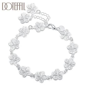 DOTEFFIL 925 Sterling Silver Pilnas Gėlių Apyrankė Moterų Vestuvių Dalyvavimo Šalies Mados Juvelyrika