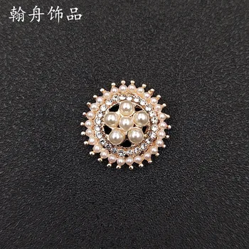 50PCS 23 mm Lydinio Medžiagos Perlų Imitacija Kristalų Gėlių Žavesio Pakabukas Plaukams/Audinys/Vestuvių Galvos 