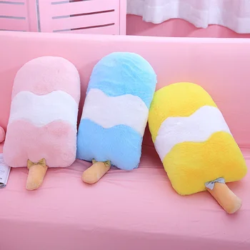 55cm 1 vnt Fuzzy Pliušinis Macarons Spalvų Įdaryti Ledų Saldainiai Spalvų Vasarą Užkandžių Žaislas Dekoro Plushie Mergaitėms Sofa-Lova