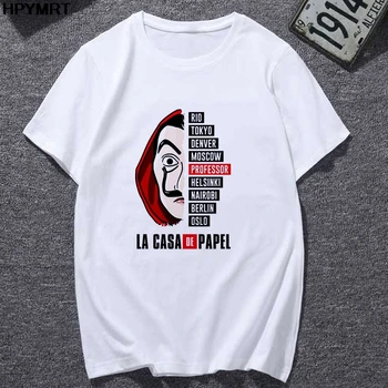 2020 naujas vasaros La Casa De Papel Moterų Marškinėlius Namas Popieriaus Juokingi Marškinėliai Pinigų Heist moterų atsitiktinis marškinėliai femme drabužiai