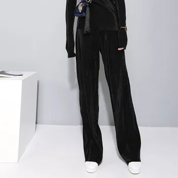 Johnature Rudenį Streetwear Vientisos Spalvos Palaidi Kelnės Moterims 2021 Naujas Elastinga Juosmens 7 Spalvos Visas Ilgis Atsitiktinis Tiesios Kelnės
