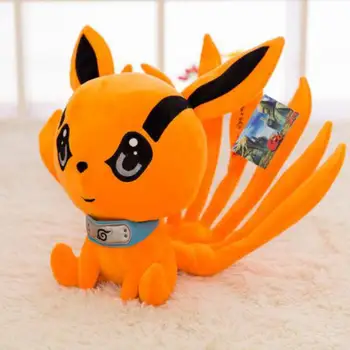 Japonų Anime Žaislas 25-30cm Naruto Uzumaki Kyuubi Kurama Devynių lempučių Fox Demonas Pliušinis Minkštas Gyvūnų Įdaryti Žaislas Mergaitėms, Vaikams, Meilužio Dovana