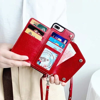 Piniginės dirželis Atveju iphone, 12 mini pro 11 xs max xr x 7 8 6 6s plius padengti prabangus odinis kortelės peties virvelę telefono krepšys 