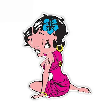 Dawasaru Betty Boop Žavinga Mėlyna Gėlė Vinilo Decal Grafinę Auto transporto Nuoma, Automobilių Lipdukai, Decal Priedai,13cm*10cm