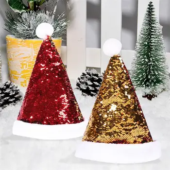 Kalėdų Skrybėlę, Suaugusiems, Vaikams, Aukso, Sidabro, Raudona Blizgučiai China Santa Hat Naujųjų Metų Dekoracijas 2021 Bžūp Kalėdų Dovana