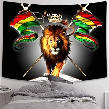 Judo Liūtas su Rastafari Vėliavos Džiunglių Karalius Reggae Temą Menas Spausdinti